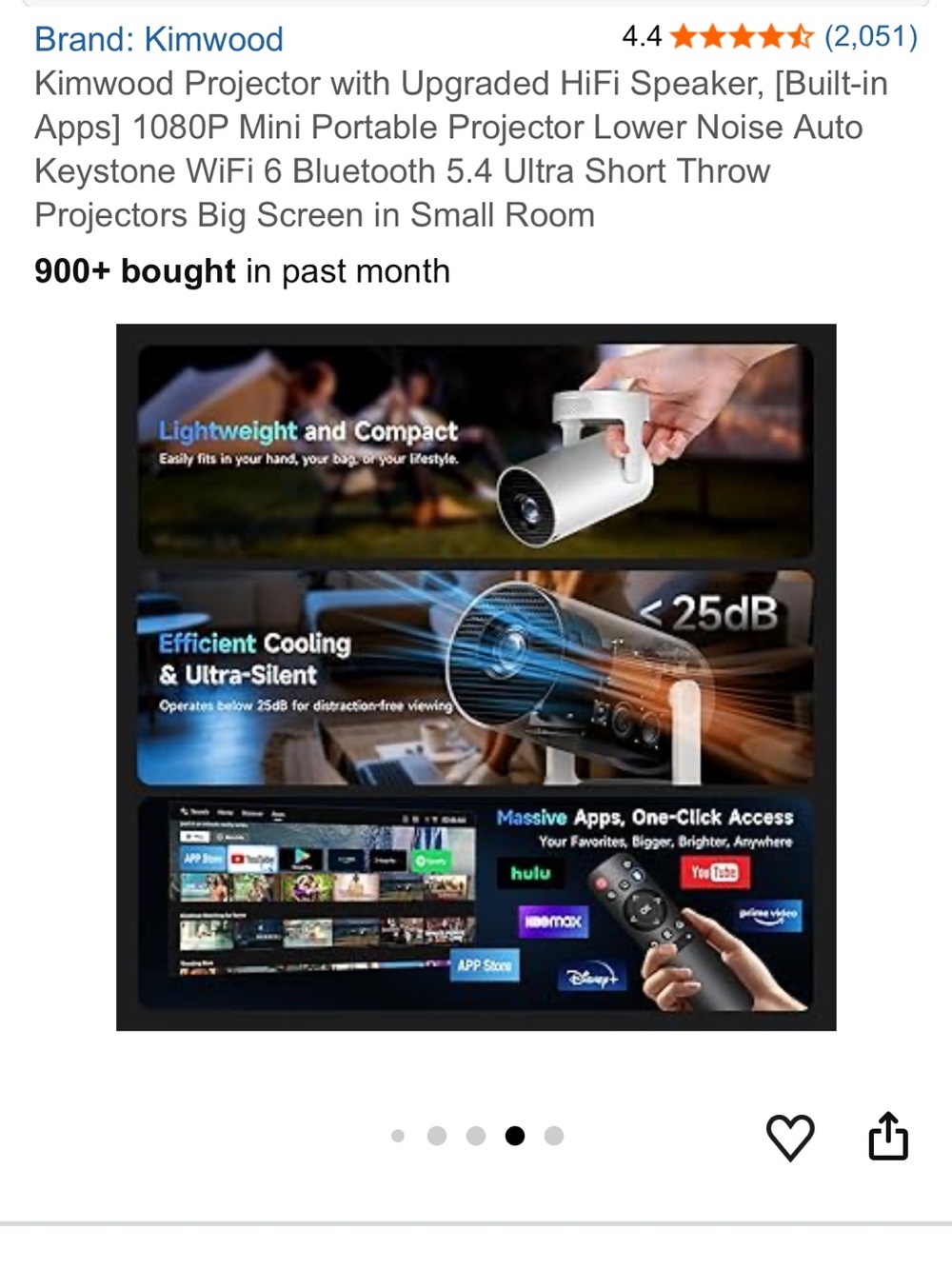 Kimwood Portable Mini Projector in White - Picture 8 of 9